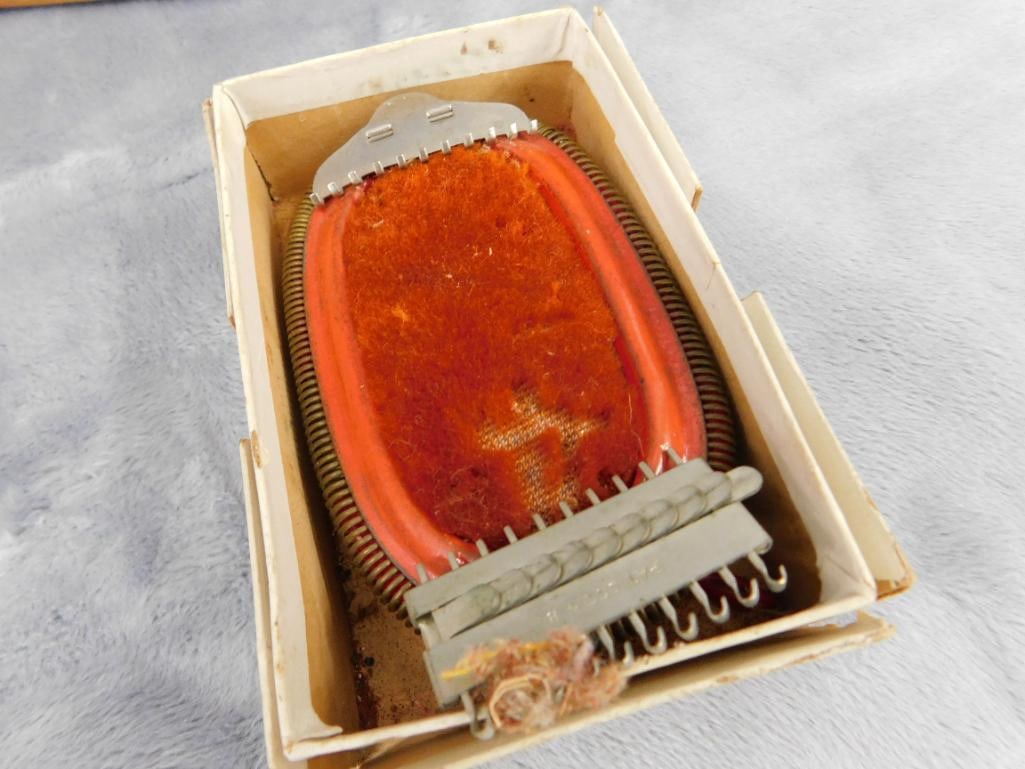 Group of 4 Multi Folding Sewing Parts Boxes - Bag of Machine Parts - Vintage Sewing Pad - 7