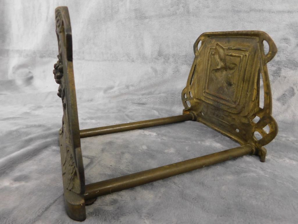 Vintage Expandable Metal Book Holder - Floral Theme - 6" x 8" x 6.75" Closed - 4