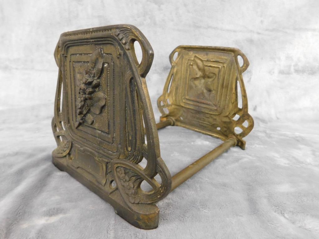 Vintage Expandable Metal Book Holder - Floral Theme - 6" x 8" x 6.75" Closed - 5