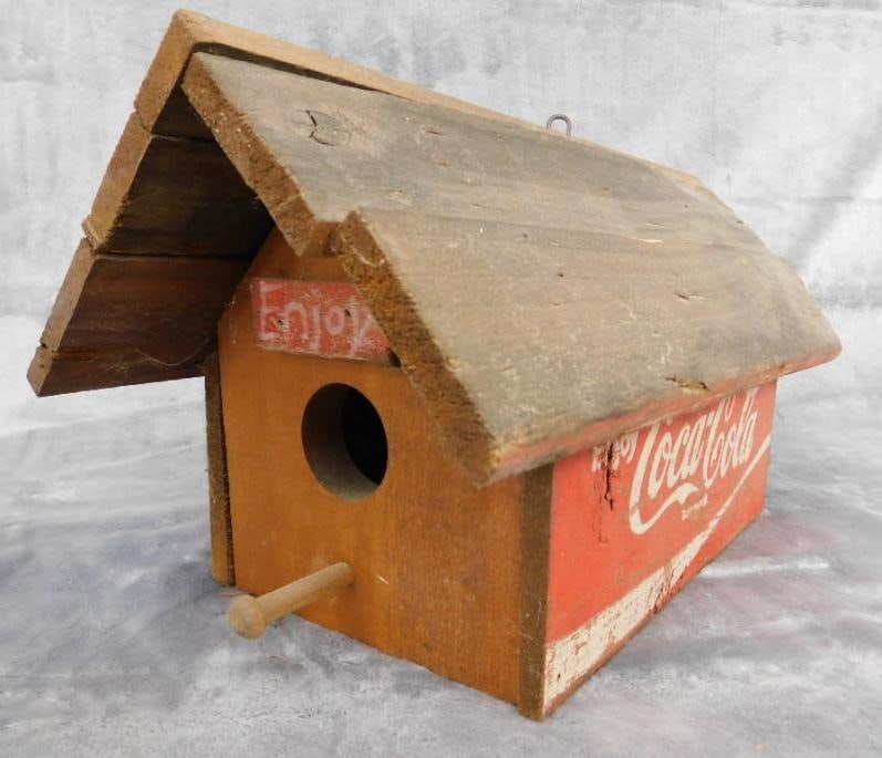 Vintage Hand Made Coca Cola Bird House - 7.25" x 13.5" x 7": See Photos For Condition and Details