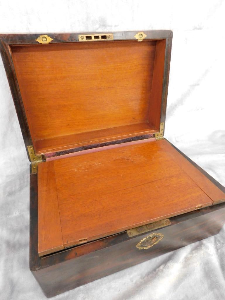 Vintage Lap Desk With Mother of Pearl Inlay - 6.25" x 14" x 10" - 11