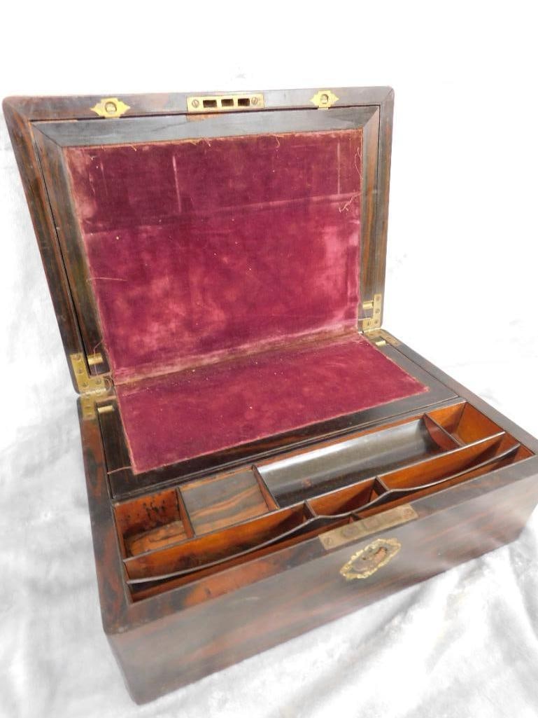 Vintage Lap Desk With Mother of Pearl Inlay - 6.25" x 14" x 10" - 13