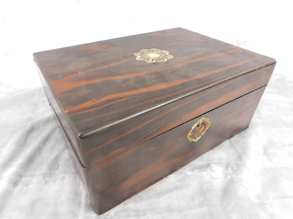 Vintage Lap Desk With Mother of Pearl Inlay - 6.25" x 14" x 10" - 14