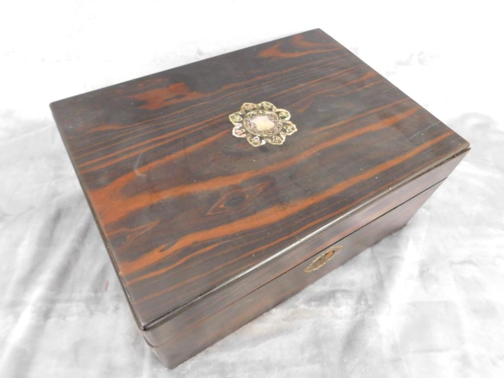Vintage Lap Desk With Mother of Pearl Inlay - 6.25" x 14" x 10" - 15