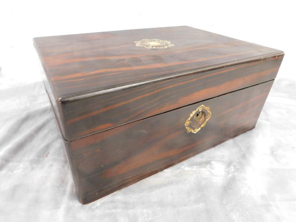 Vintage Lap Desk With Mother of Pearl Inlay - 6.25" x 14" x 10" - 16