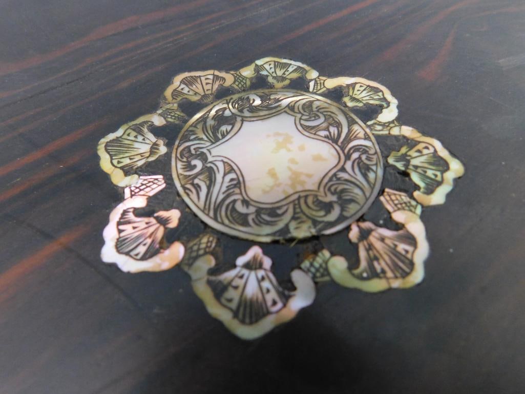 Vintage Lap Desk With Mother of Pearl Inlay - 6.25" x 14" x 10" - 2