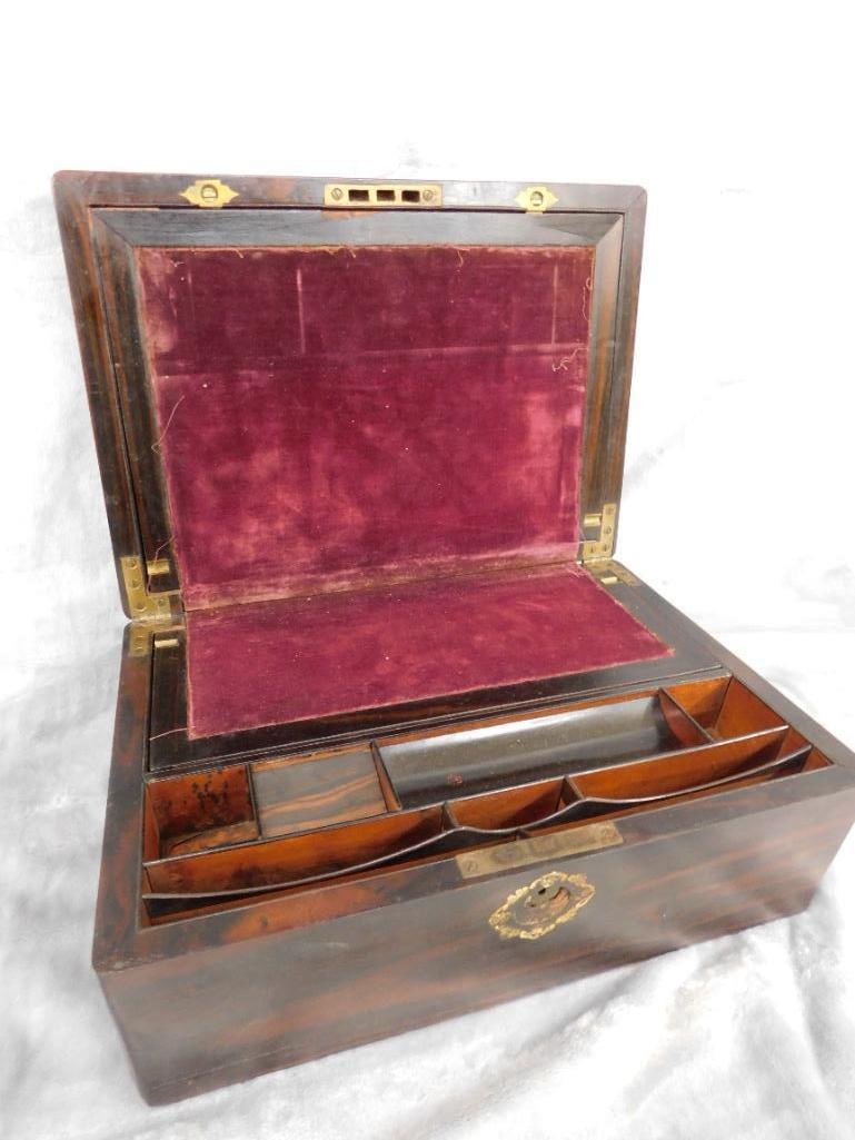 Vintage Lap Desk With Mother of Pearl Inlay - 6.25" x 14" x 10" - 6
