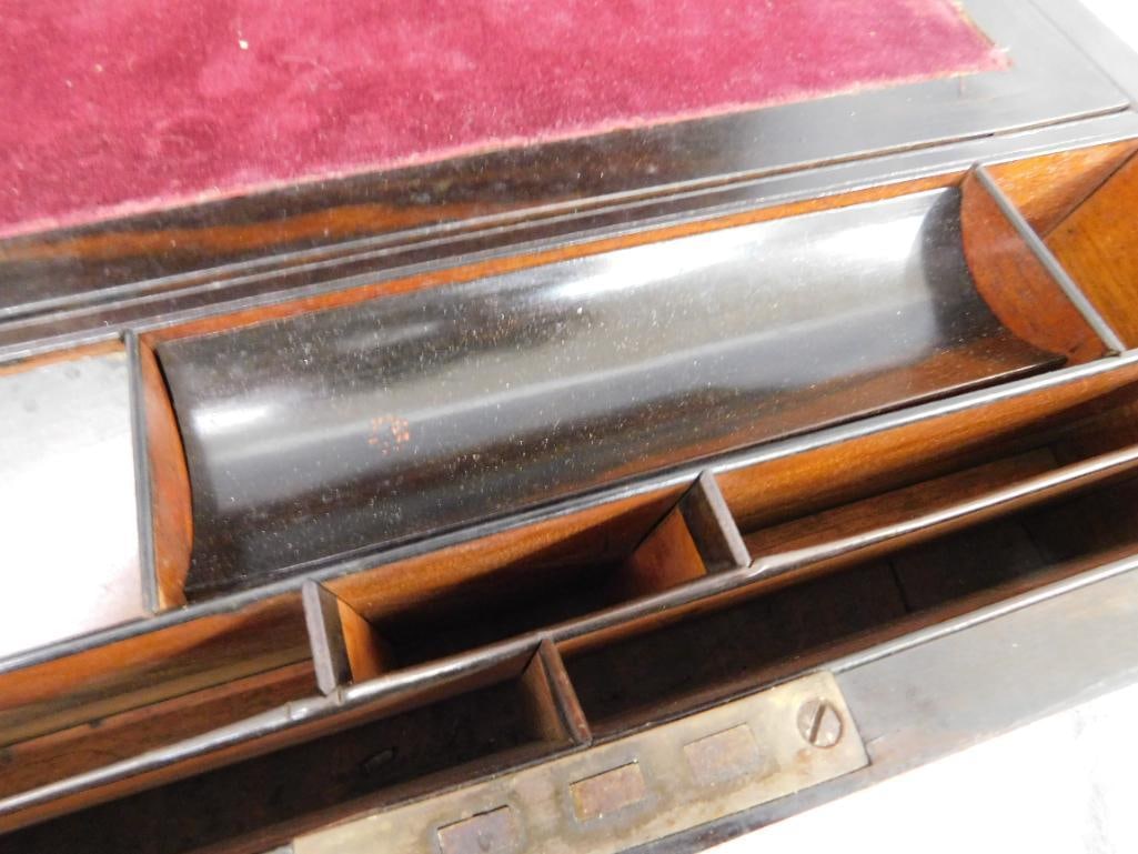Vintage Lap Desk With Mother of Pearl Inlay - 6.25" x 14" x 10" - 8