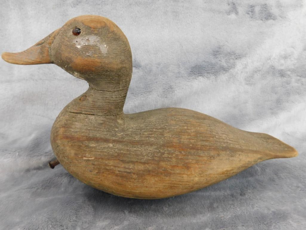 Vintage Wood Duck Decoy - 5.75" x 10" x 5" - 8