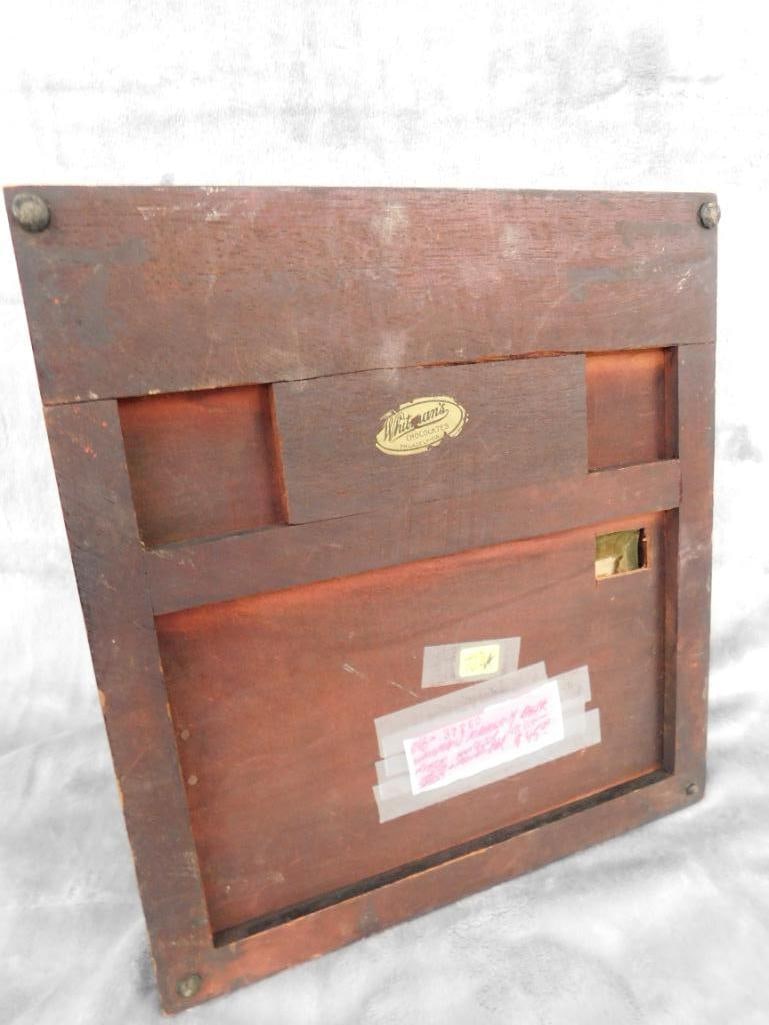 Vintage Mahogany Inkwell Holder and Pen Holder Box - No Key - 3.75" x 11"x 11.75" - 6