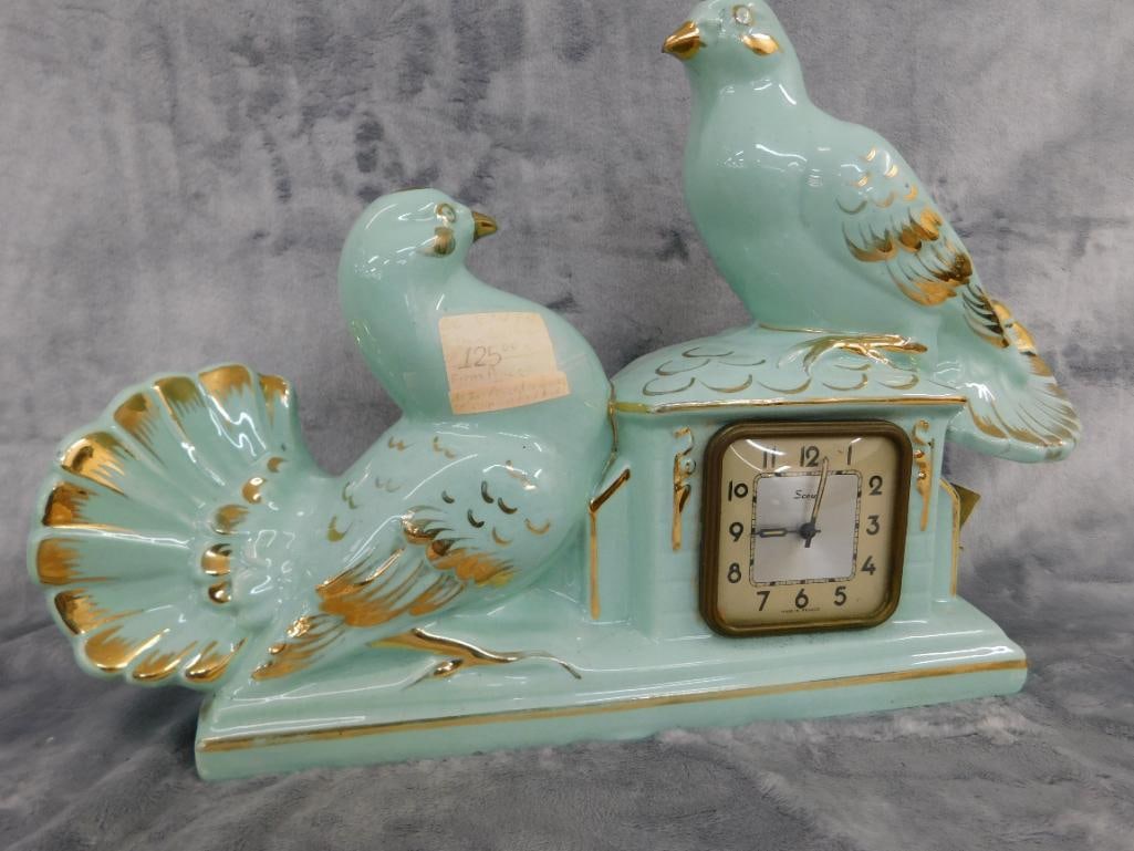 Vintage Ceramic "Scout" Wind Up Mantle Clock - 10.5" x 15" x 3.5" - 10