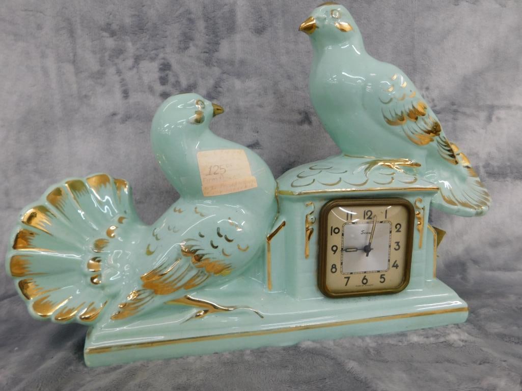 Vintage Ceramic "Scout" Wind Up Mantle Clock - 10.5" x 15" x 3.5" - 11