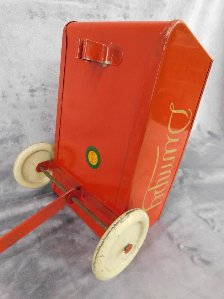 Vintage Metal "Dumpy" Pull Along Dump Trailer - 9" x 18" x 9" - 8
