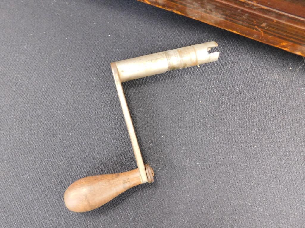 Late 1800s Swiss Crank Inlaid Music Box - Has Crank Handle - 62 Tines - Missing 1 - 10