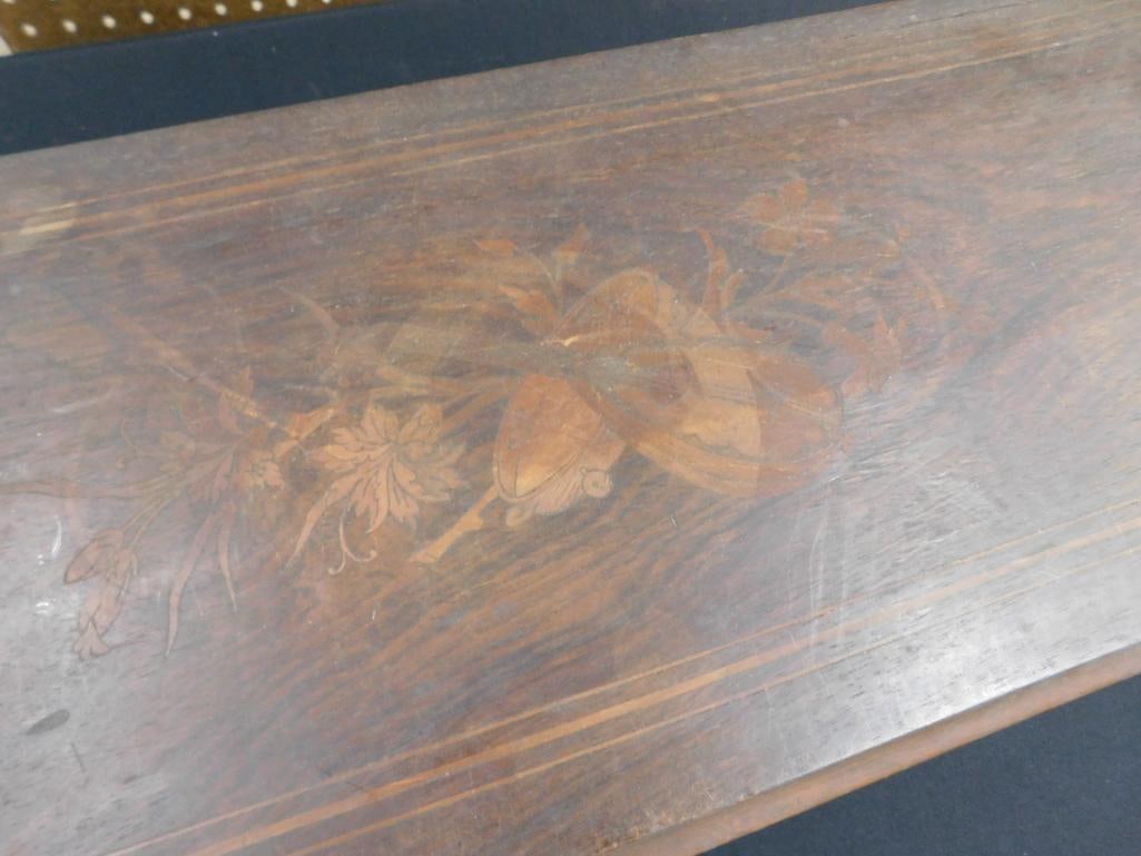 Late 1800s Swiss Crank Inlaid Music Box - Has Crank Handle - 62 Tines - Missing 1 - 17
