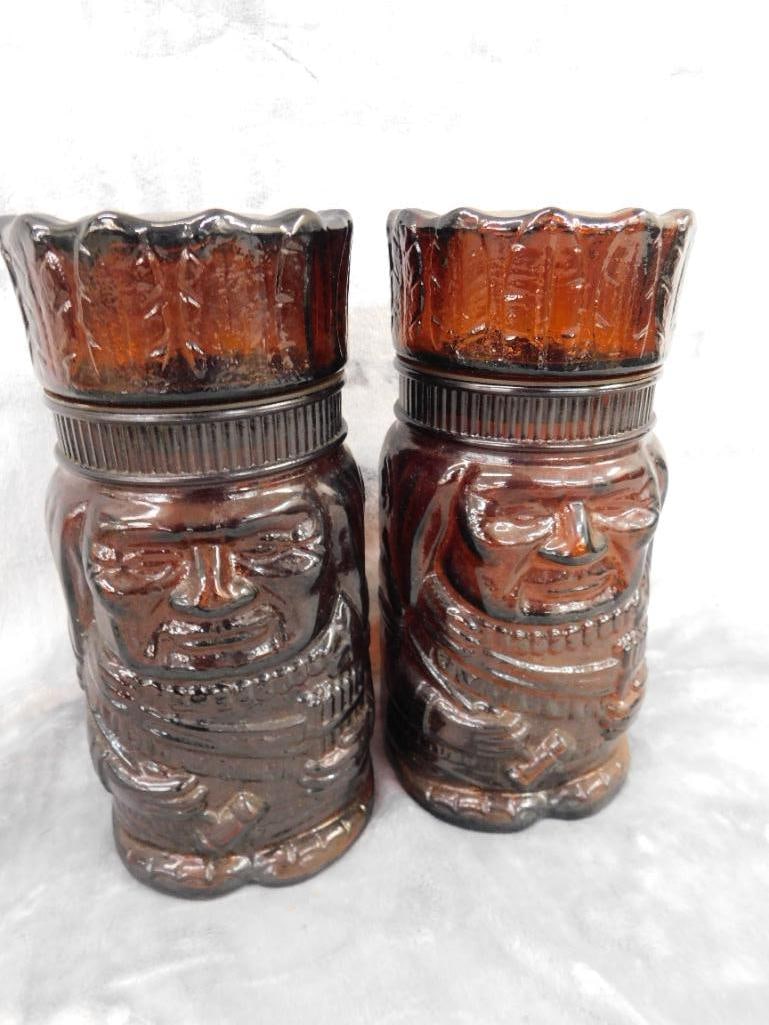 Pair of Vintage Dutch Masters "The Chieftain" Glass Cigar Humidors - Each 10" x 5" - 9