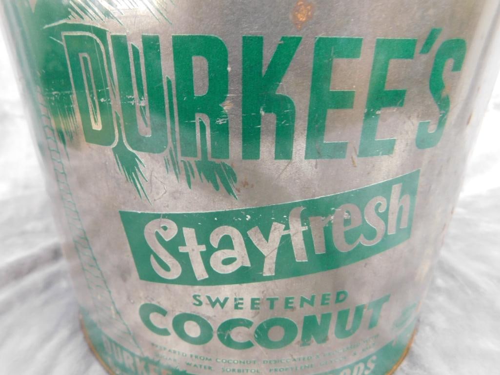 Vintage Durkees "Sweetened Coconut" Tin - 10" x 10.5" - 3