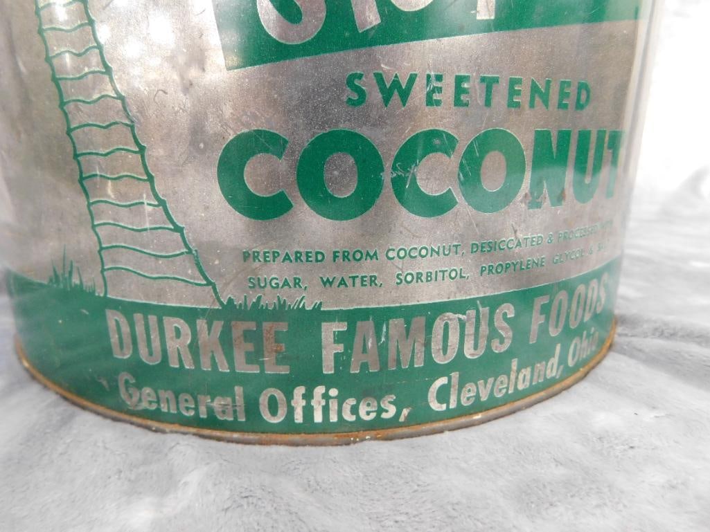 Vintage Durkees "Sweetened Coconut" Tin - 10" x 10.5" - 4