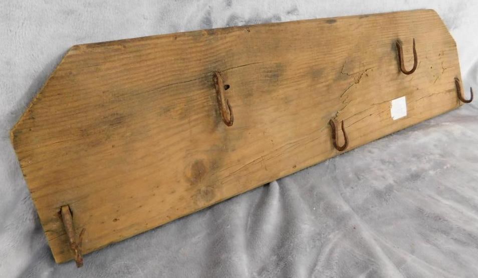 Vintage Hunt Bleeding Board - Hand Wrought Hooks - 6" x 22.5" (1 of 9)