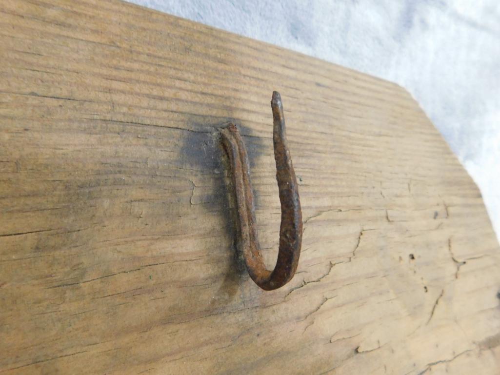 Vintage Hunt Bleeding Board - Hand Wrought Hooks - 6" x 22.5" - 6