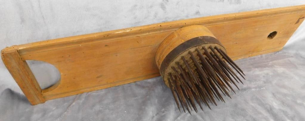 Vintage Flax Hetchel Wool Comb - 5" x 37" x 6": See Photos For Condition and Details