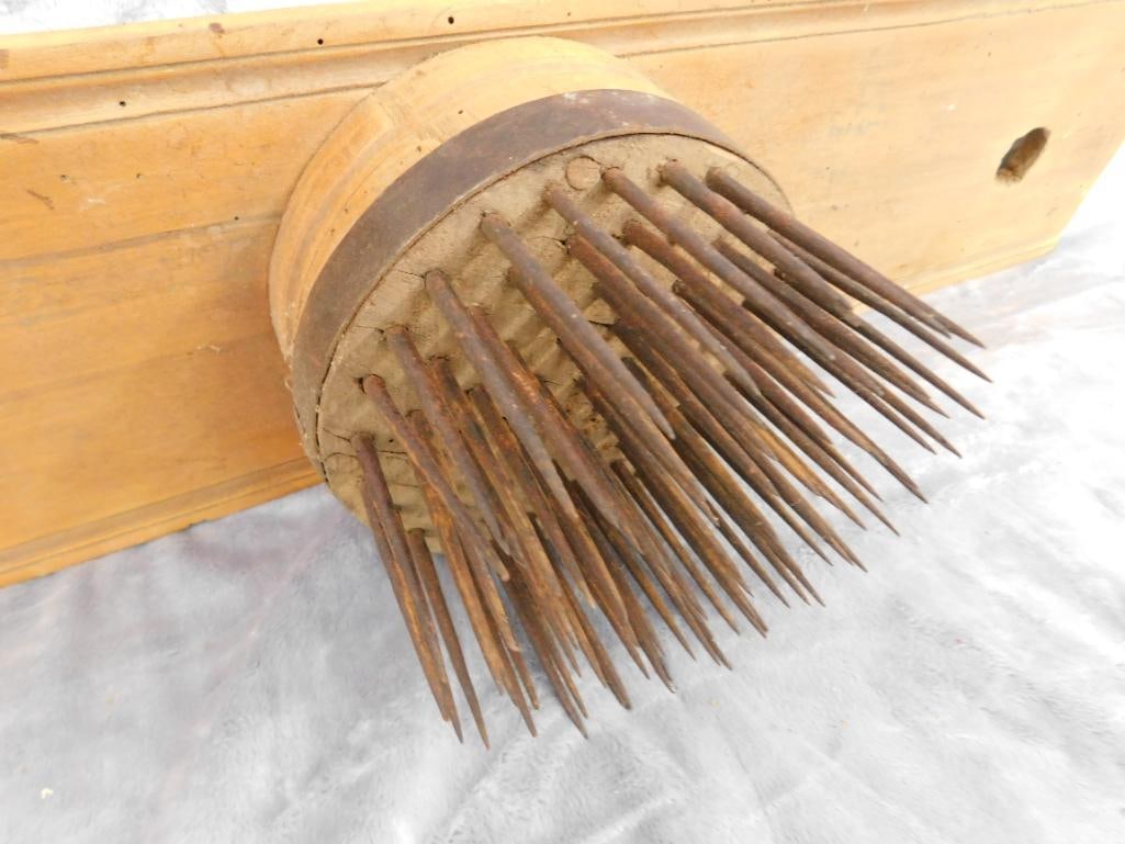 Vintage Flax Hetchel Wool Comb - 5" x 37" x 6" - 2