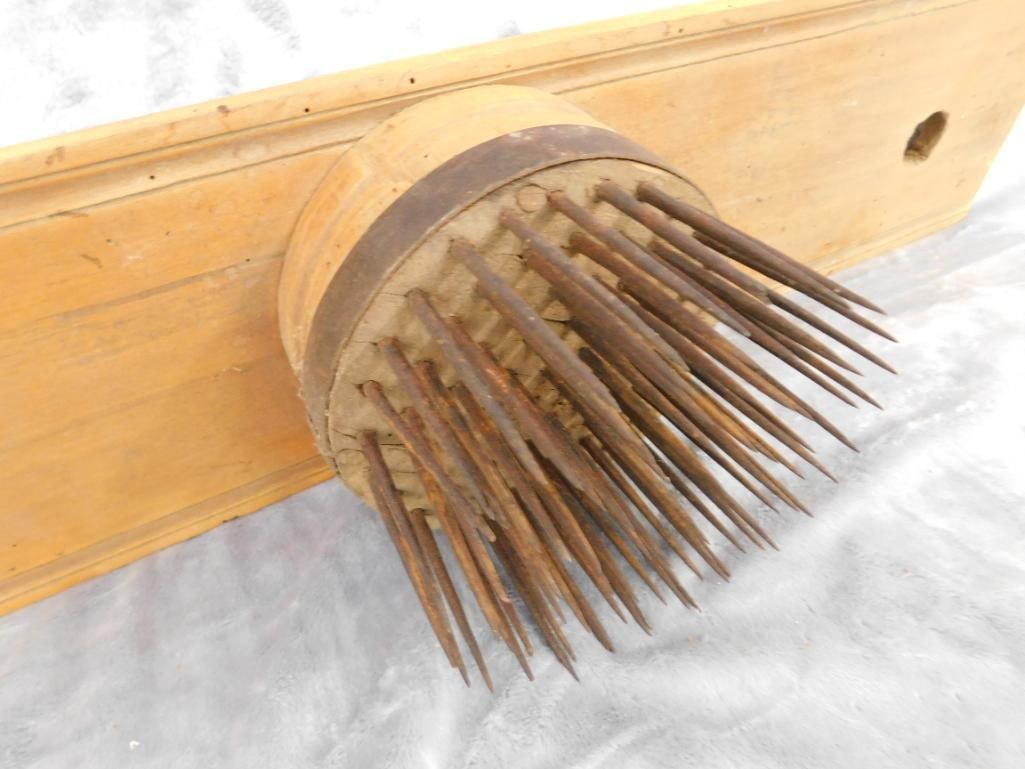 Vintage Flax Hetchel Wool Comb - 5" x 37" x 6" - 6