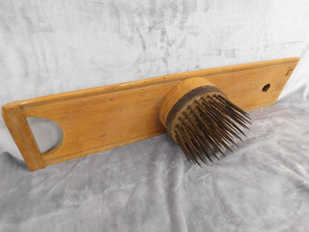 Vintage Flax Hetchel Wool Comb - 5" x 37" x 6" - 7
