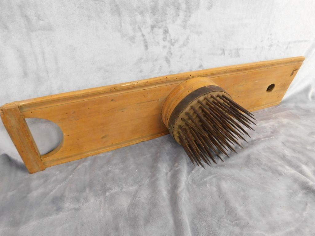Vintage Flax Hetchel Wool Comb - 5" x 37" x 6" - 8