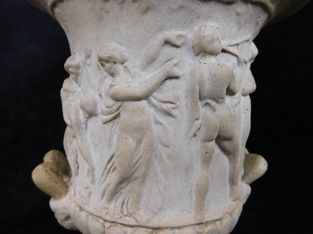 Pair of Early Stone Urns - Nudes - Each 8.5" x 5.25" - 3