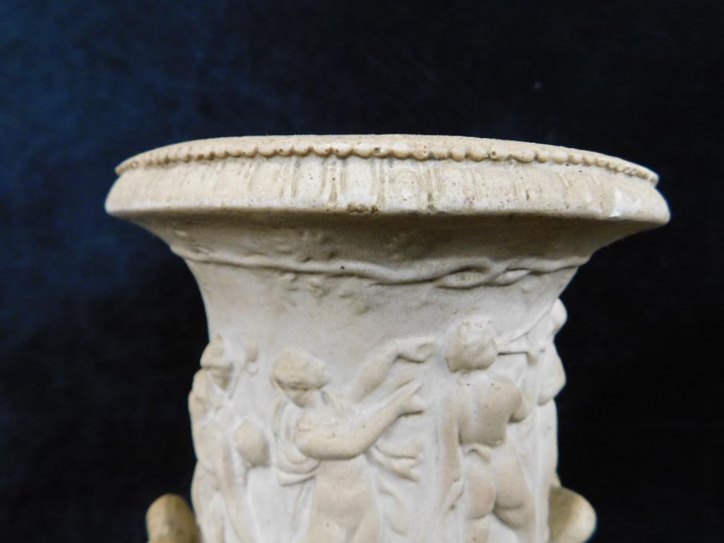 Pair of Early Stone Urns - Nudes - Each 8.5" x 5.25" - 4