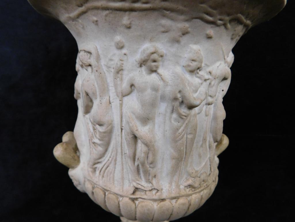 Pair of Early Stone Urns - Nudes - Each 8.5" x 5.25" - 6