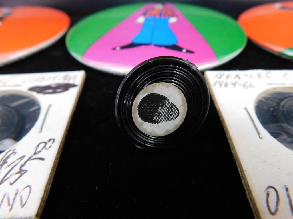 Tray Lot of Vintage "Beatles" Items - Charms - Pins - Rings - 8