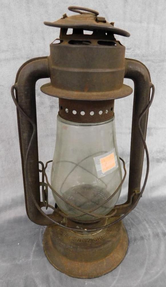 Dietz No. 2 Crescent Railroad Lantern - 15" x 8" x 6.5": See Photos For Condition and Details