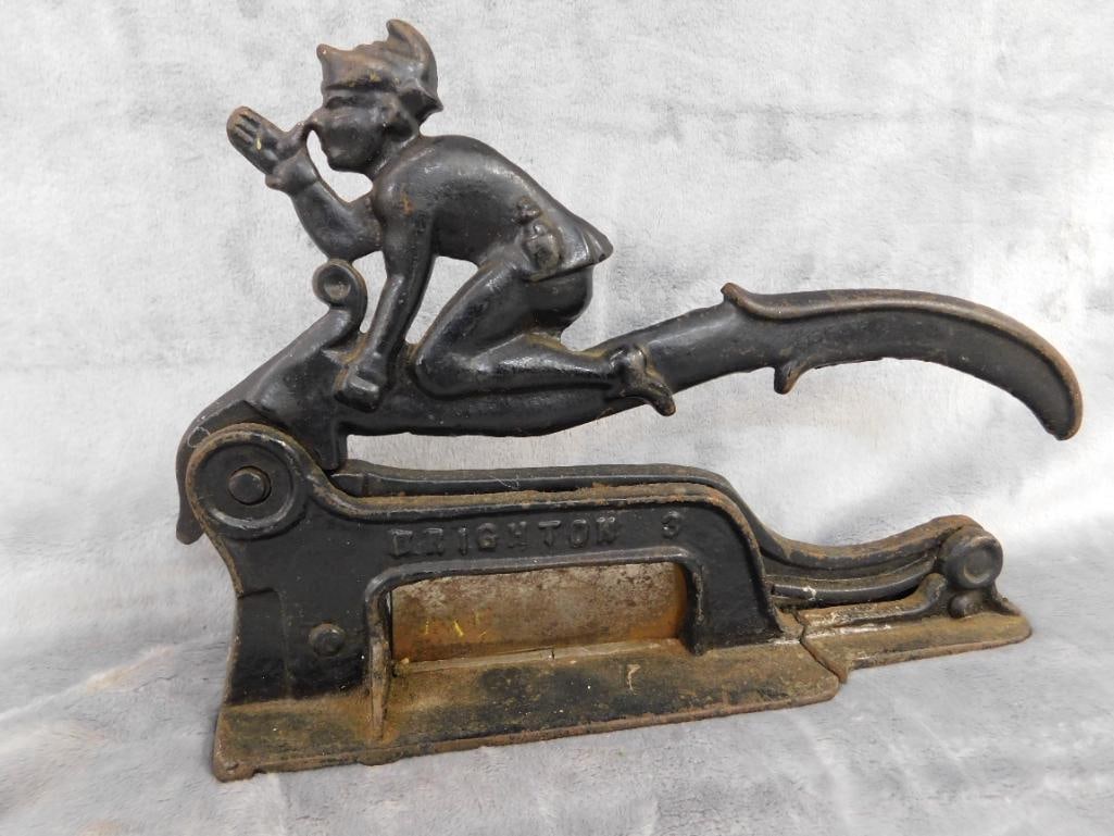 Vintage Brighton Cast Iron Figural Tobacco Cutter - 7.5" x 11" x 3" - 11