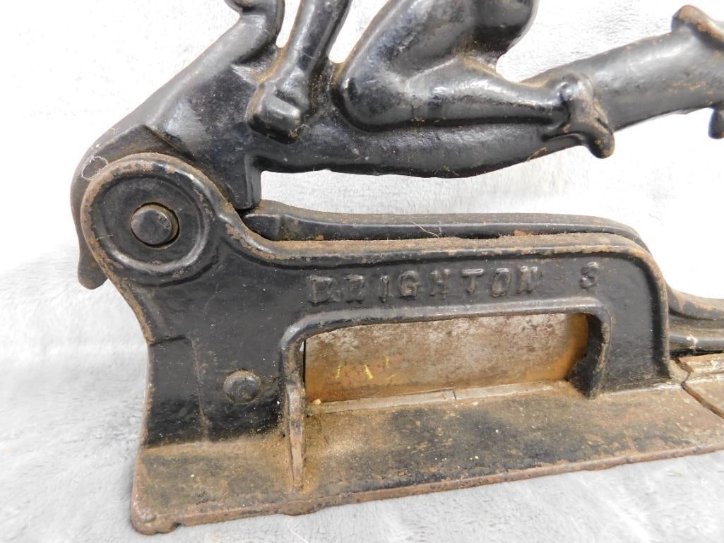 Vintage Brighton Cast Iron Figural Tobacco Cutter - 7.5" x 11" x 3" - 3