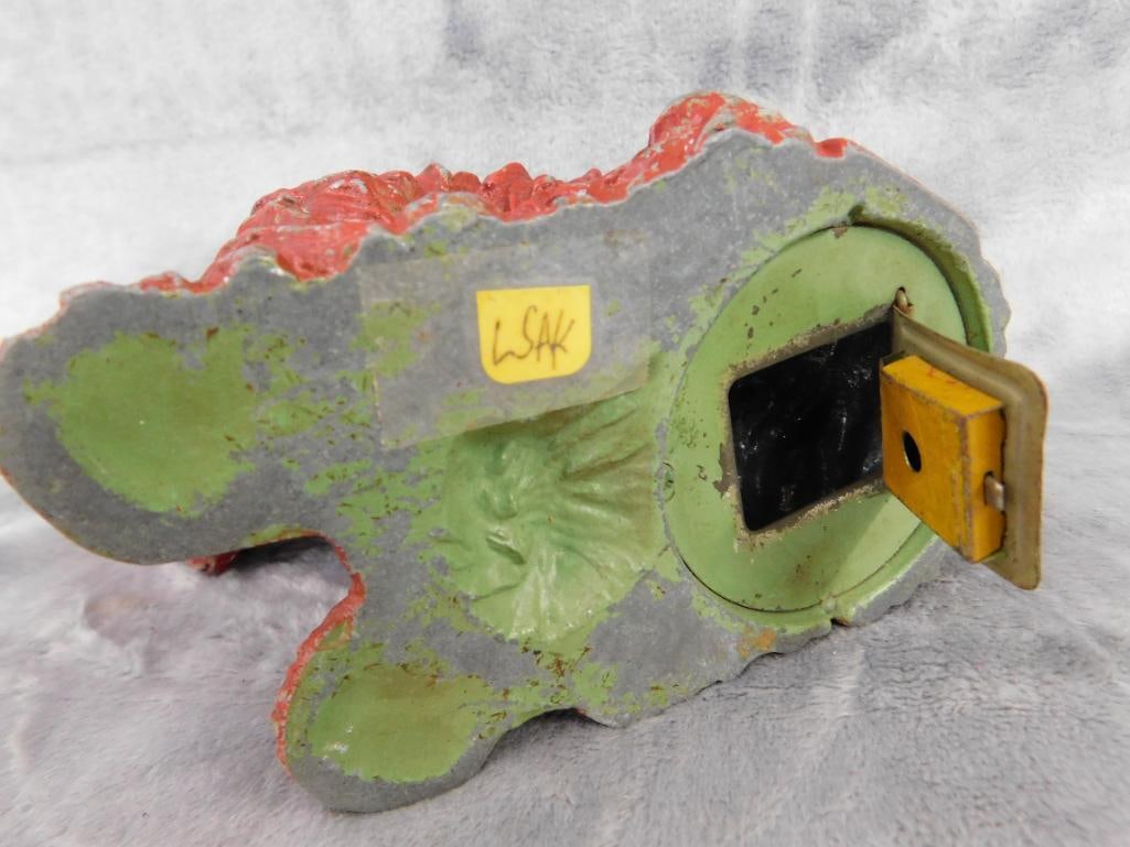 Vintage Cast Metal Scottie Dog Bank - 6" x 6.5" x 3" - 7
