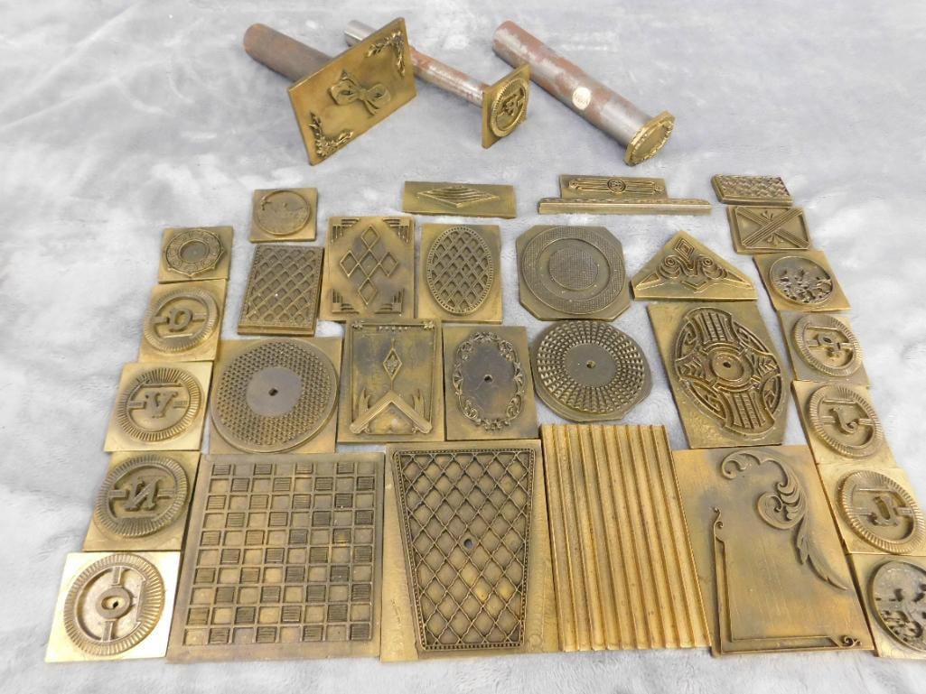 Vintage Leather Stamp Set - 33 Stamps - 3 Handles - 11