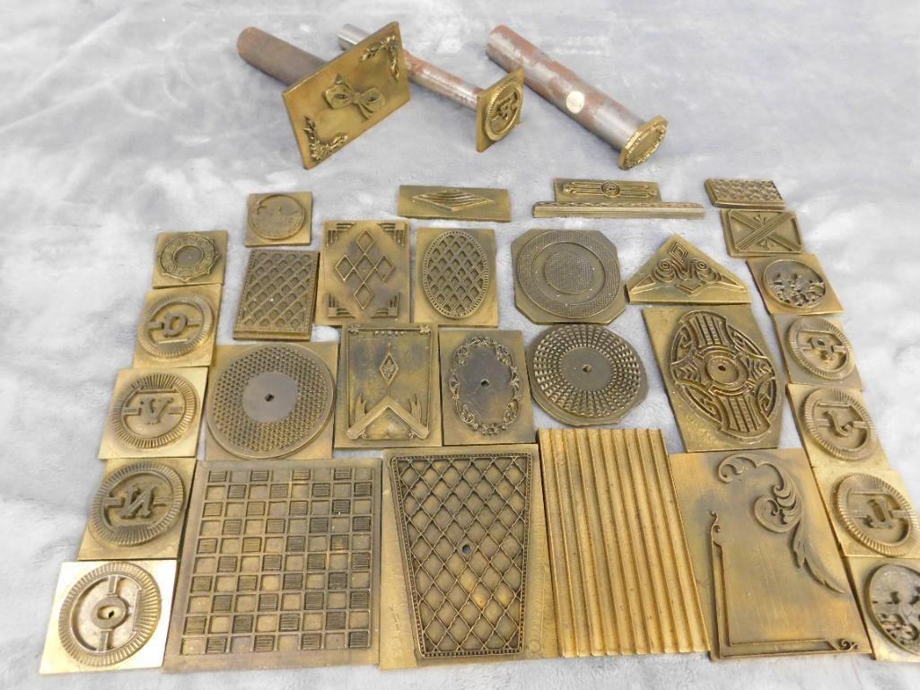 Vintage Leather Stamp Set - 33 Stamps - 3 Handles - 12