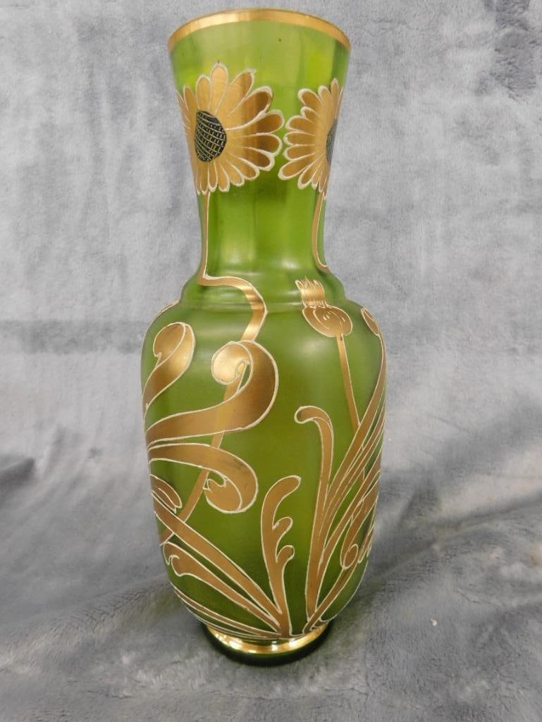 Group of 3 Vintage Iridescent Glass Vases - 8.5" and 4.25" Tall - 2
