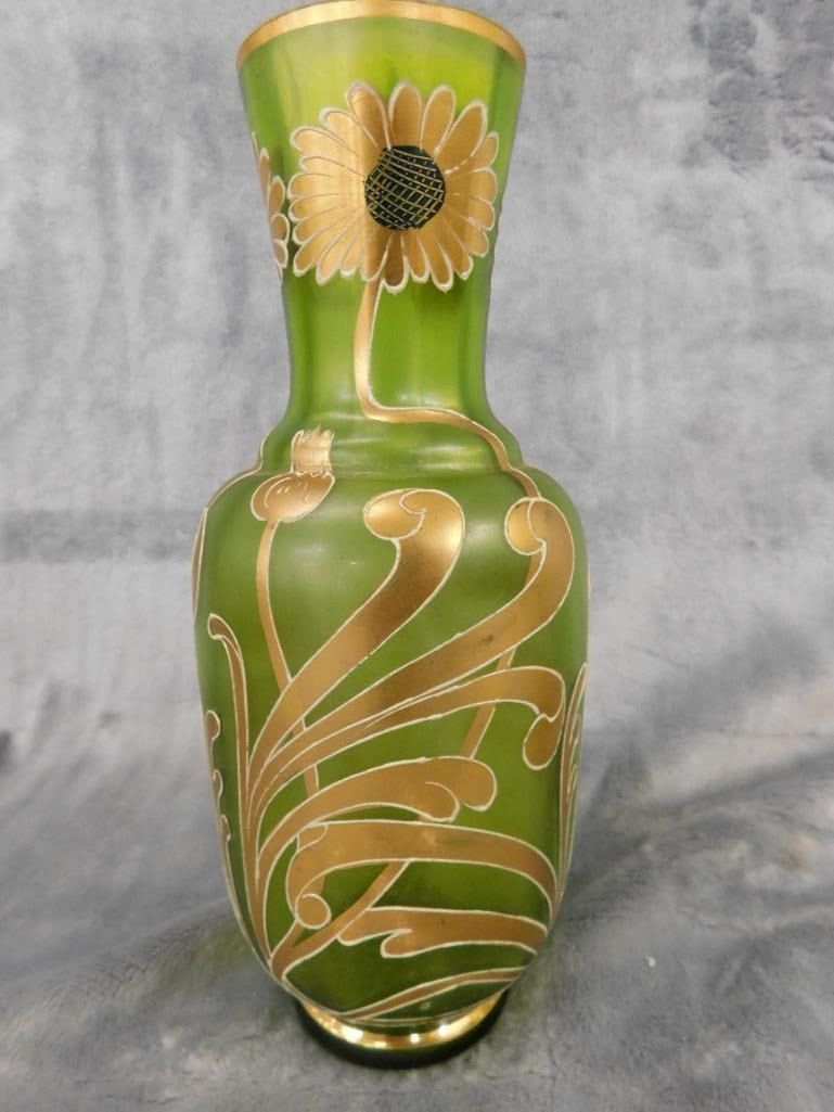 Group of 3 Vintage Iridescent Glass Vases - 8.5" and 4.25" Tall - 3