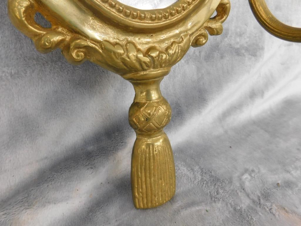 Brass Wall Hung Mirror / Candle Holder Sconce - 21.5" x 11" x 5" - 5