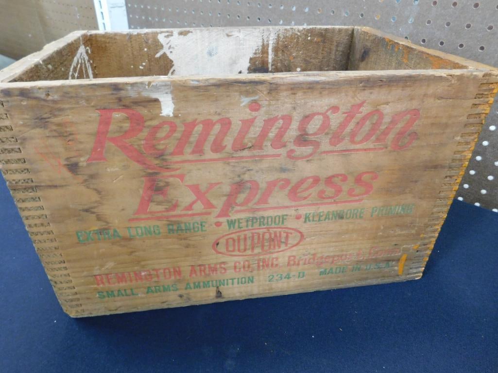 Vintage Remington Wood Ammo Box - 9" x 14" x 9.5" - 2