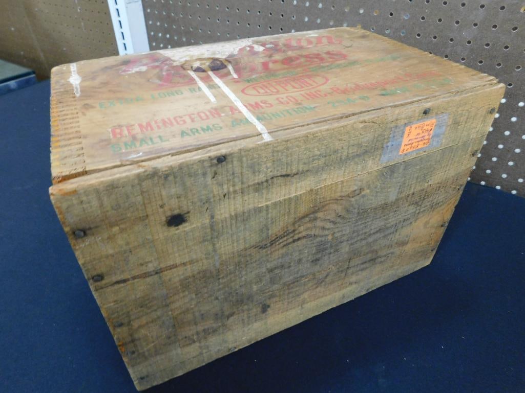 Vintage Remington Wood Ammo Box - 9" x 14" x 9.5" - 8