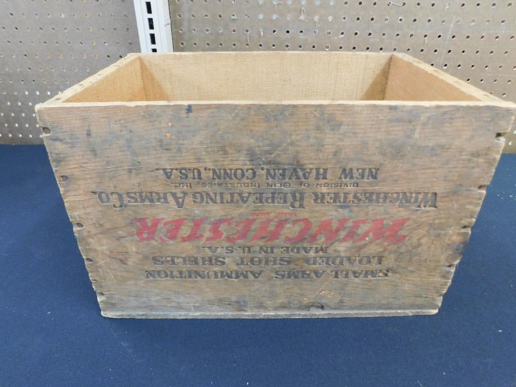 Vintage Winchester Wood Ammo Box - 9" x 14" x 9.5" - 3