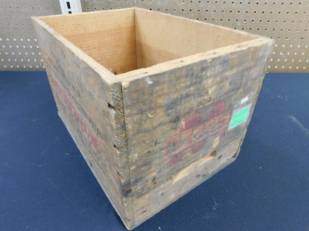 Vintage Winchester Wood Ammo Box - 9" x 14" x 9.5" - 4
