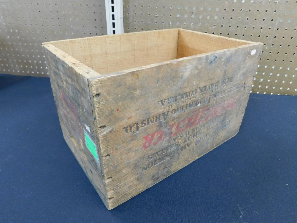Vintage Winchester Wood Ammo Box - 9" x 14" x 9.5" - 6