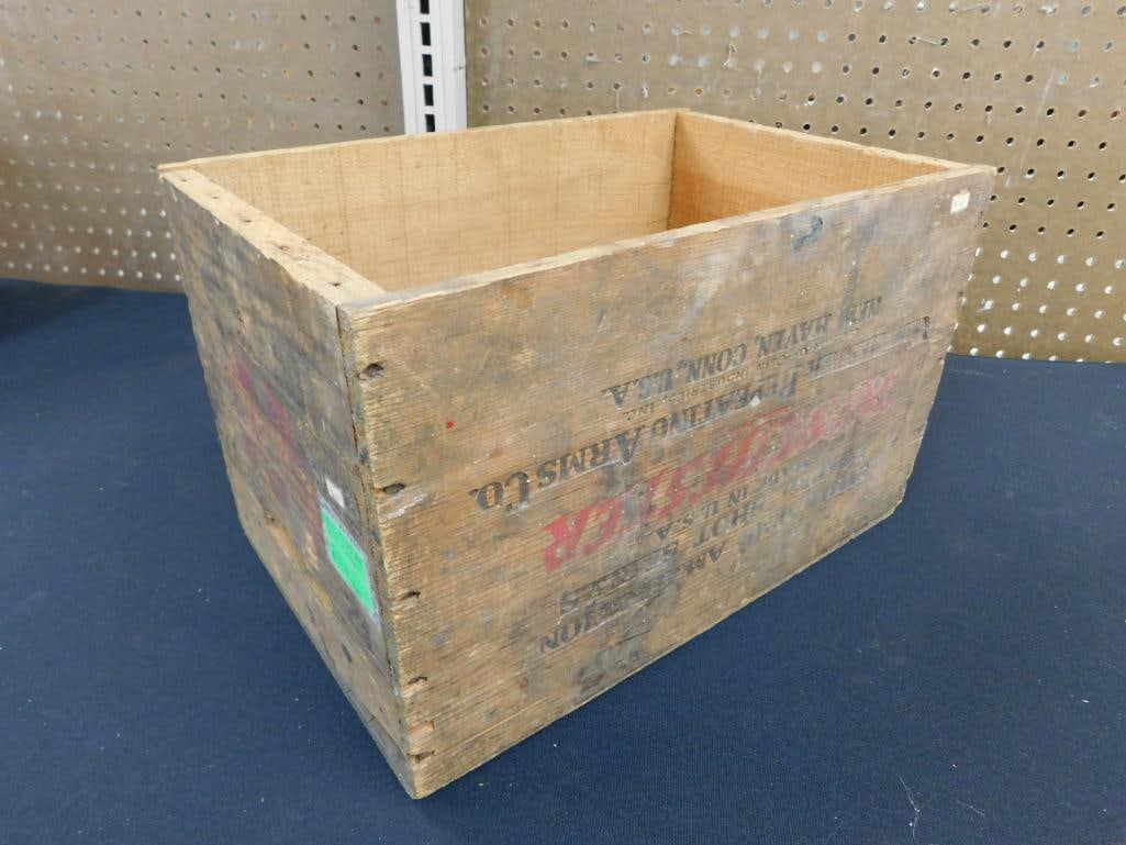 Vintage Winchester Wood Ammo Box - 9" x 14" x 9.5" - 7