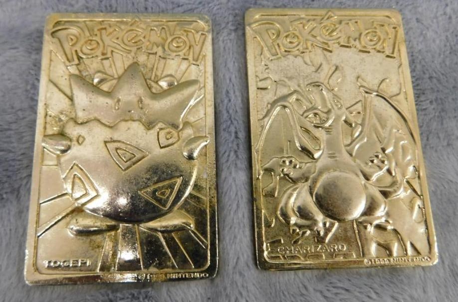 Pair of Metal Pokemon Ingots - "Charizard" and "Togepi" - Each 2.75" x 1.75": See Photos For Condition and Details