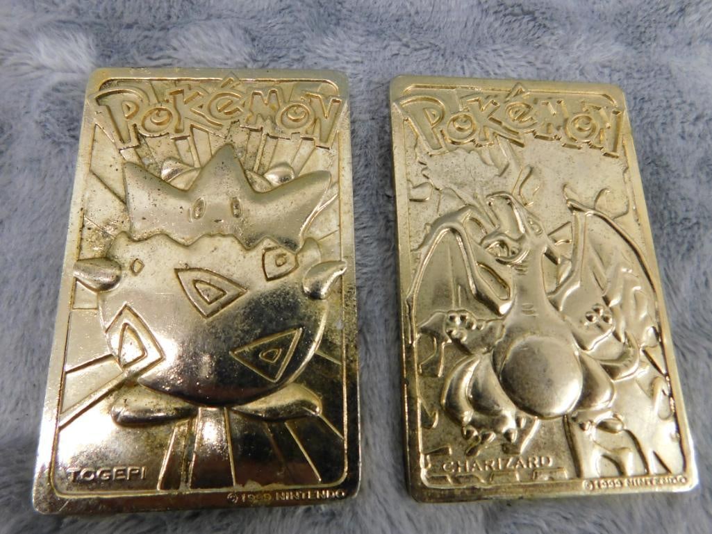 Pair of Metal Pokemon Ingots - "Charizard" and "Togepi" - Each 2.75" x 1.75" - 6